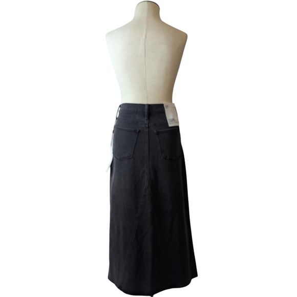 JOE'S The Tulie Skirt Midi Stretch Denim Five Pocket Style A-Line Black 27 NWT - Picture 2 of 16